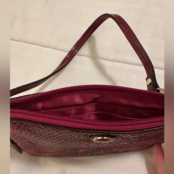 NWT COACH Python Snakeskin Leather Wristlet Raspberry F50162 - Picture 4 of 5